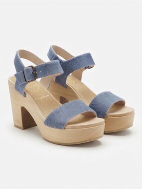 No. 6 Pale Blue Horsehair 2 Strap Clogs